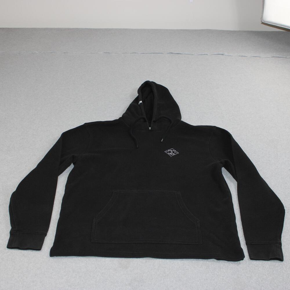 Salty Crew Hoodie Men Large Black Thermal Waffle Knit Pullover Nautical Logo